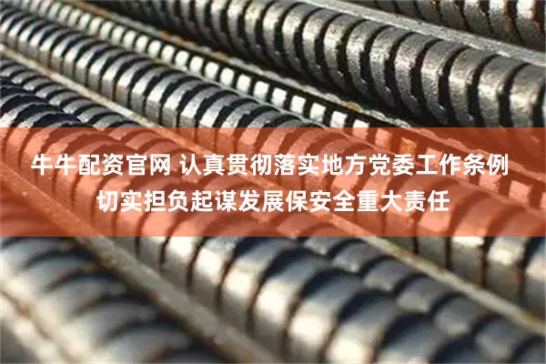 牛牛配资官网 认真贯彻落实地方党委工作条例 切实担负起谋发展保安全重大责任